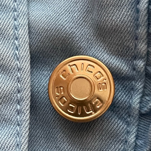 Sky Blue Chico’s Denim Jacket with Fraying Boho Chic  Festival StyleSize S - Picture 8 of 9